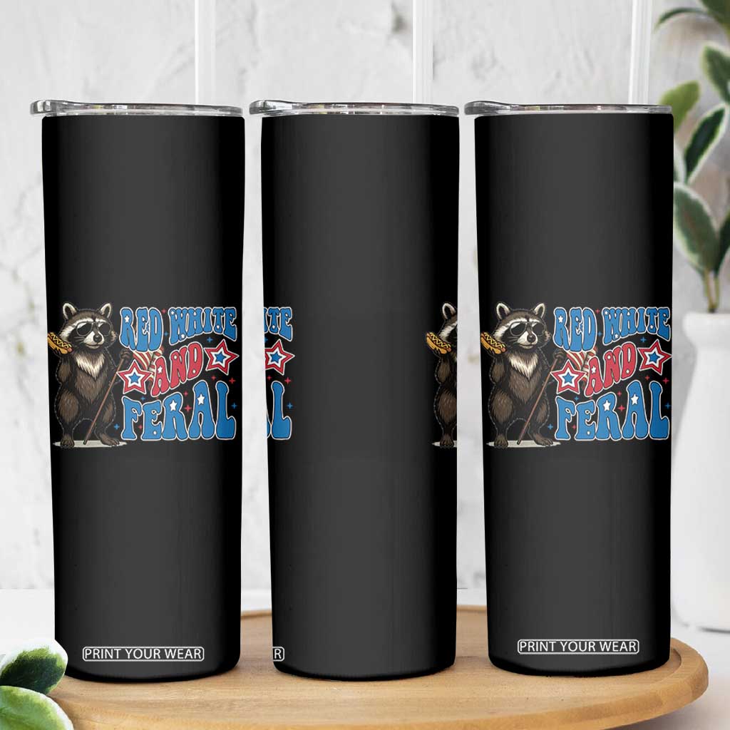Funny Red White And Feral Skinny Tumbler Raccoon 4th of July Patriotic TS11 Print Your Wear