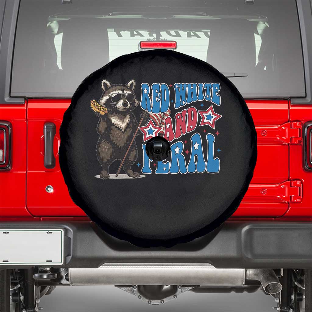 Funny Red White And Feral Spare Tire Cover Raccoon 4th of July Patriotic TS11 Black Print Your Wear