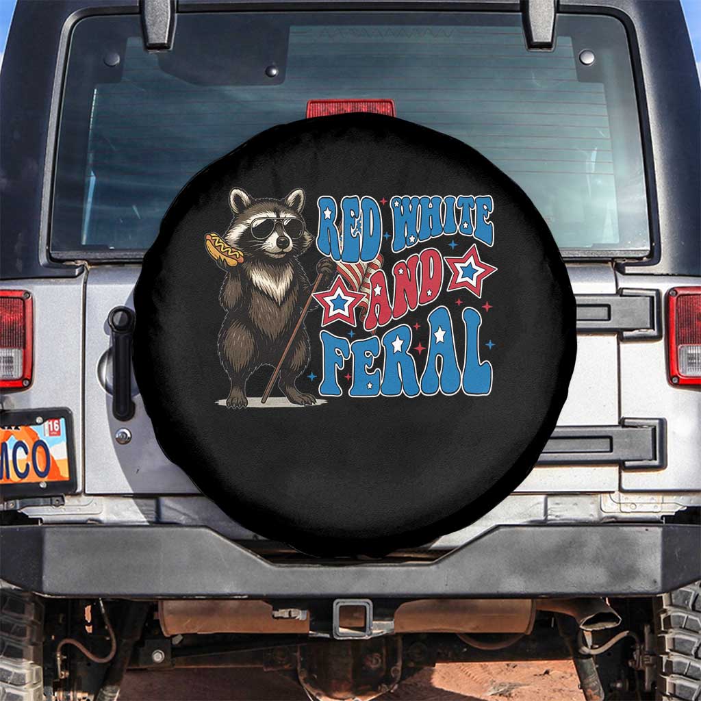 Funny Red White And Feral Spare Tire Cover Raccoon 4th of July Patriotic TS11 No hole Black Print Your Wear