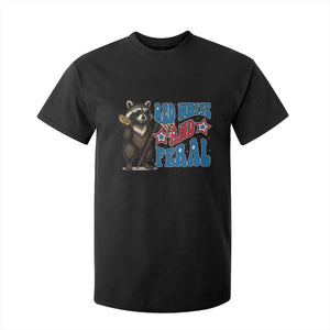 Funny Red White And Feral T Shirt For Kid Raccoon 4th of July Patriotic TS11 Black Print Your Wear