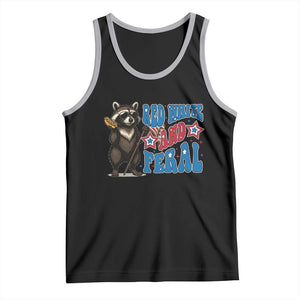 Funny Red White And Feral Tank Top Raccoon 4th of July Patriotic TS11 Black Athletic Heather Print Your Wear