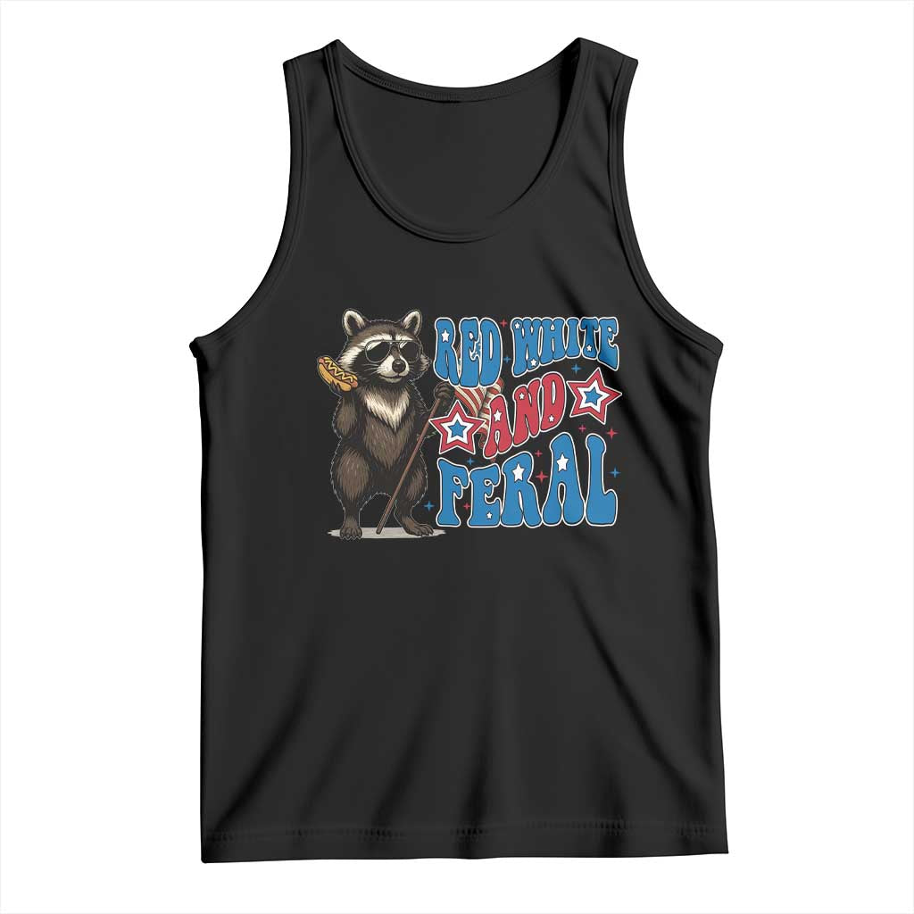 Funny Red White And Feral Tank Top Raccoon 4th of July Patriotic TS11 Black Print Your Wear