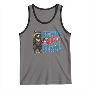 Funny Red White And Feral Tank Top Raccoon 4th of July Patriotic TS11 Deep Heather Black Print Your Wear