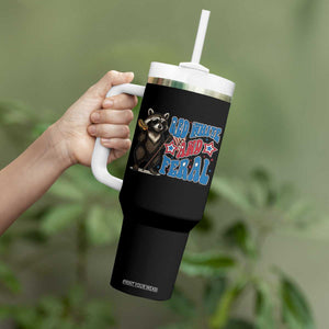 Funny Red White And Feral Tumbler With Handle Raccoon 4th of July Patriotic TS11 Print Your Wear