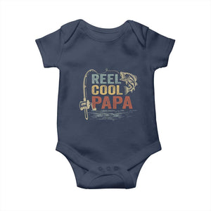 Funny Reel Cool Papa Baby Onesie Fishing Dad Fisherman Father's Day TS11 Navy Print Your Wear