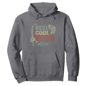 Funny Reel Cool Papa Hoodie Fishing Dad Fisherman Father's Day TS11 Charcoal Print Your Wear
