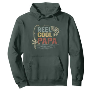 Funny Reel Cool Papa Hoodie Fishing Dad Fisherman Father's Day TS11 Dark Forest Green Print Your Wear