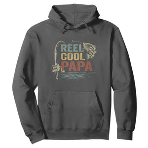 Funny Reel Cool Papa Hoodie Fishing Dad Fisherman Father's Day TS11 Dark Heather Print Your Wear