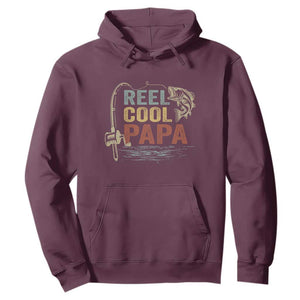 Funny Reel Cool Papa Hoodie Fishing Dad Fisherman Father's Day TS11 Maroon Print Your Wear
