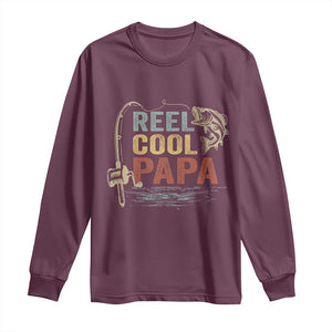 Funny Reel Cool Papa Long Sleeve Shirt Fishing Dad Fisherman Father's Day TS11 Maroon Print Your Wear