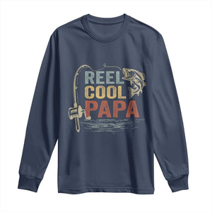 Funny Reel Cool Papa Long Sleeve Shirt Fishing Dad Fisherman Father's Day TS11 Navy Print Your Wear
