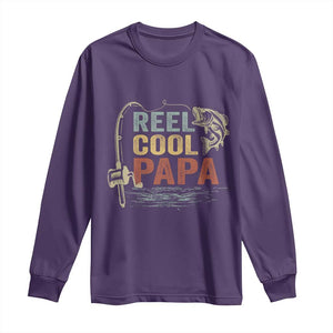 Funny Reel Cool Papa Long Sleeve Shirt Fishing Dad Fisherman Father's Day TS11 Purple Print Your Wear
