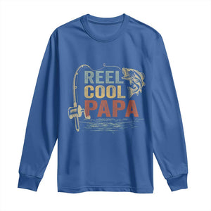 Funny Reel Cool Papa Long Sleeve Shirt Fishing Dad Fisherman Father's Day TS11 Royal Blue Print Your Wear