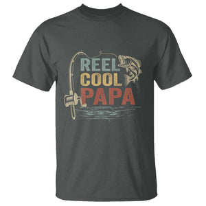 Funny Reel Cool Papa T Shirt Fishing Dad Fisherman Father's Day TS11 Dark Heather Print Your Wear