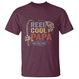 Funny Reel Cool Papa T Shirt Fishing Dad Fisherman Father's Day TS11 Maroon Print Your Wear