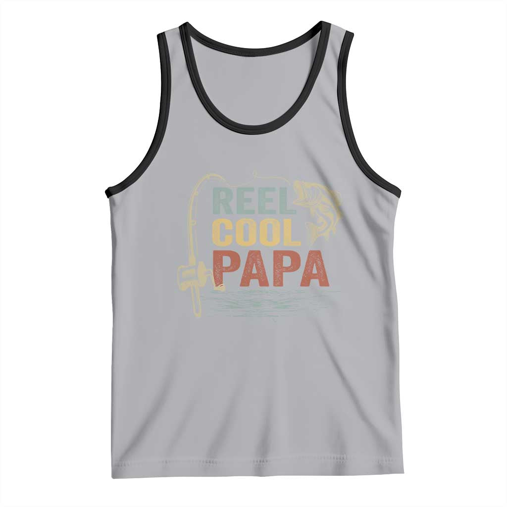 Funny Reel Cool Papa Tank Top Fishing Dad Fisherman Father's Day TS11 Athletic Heather Black Print Your Wear