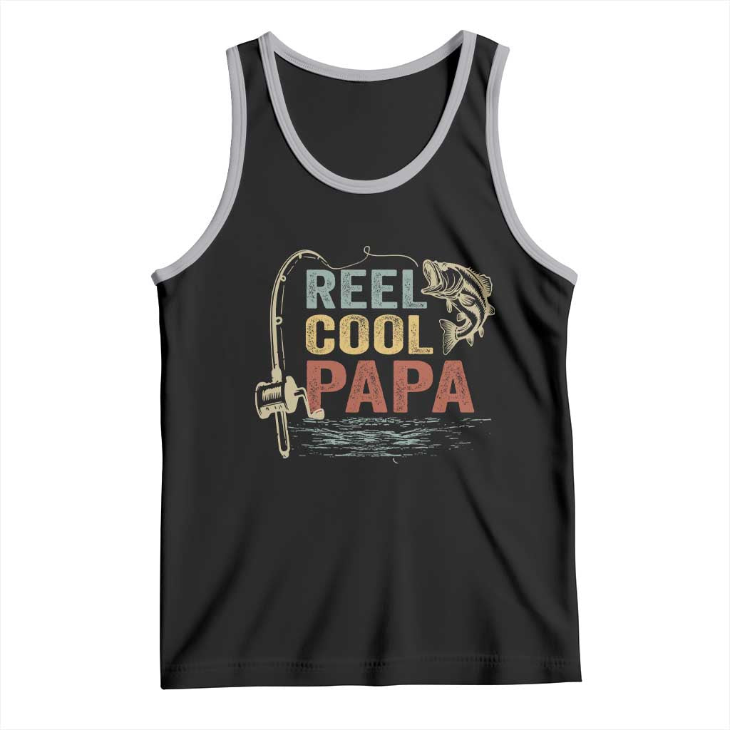 Funny Reel Cool Papa Tank Top Fishing Dad Fisherman Father's Day TS11 Black Athletic Heather Print Your Wear