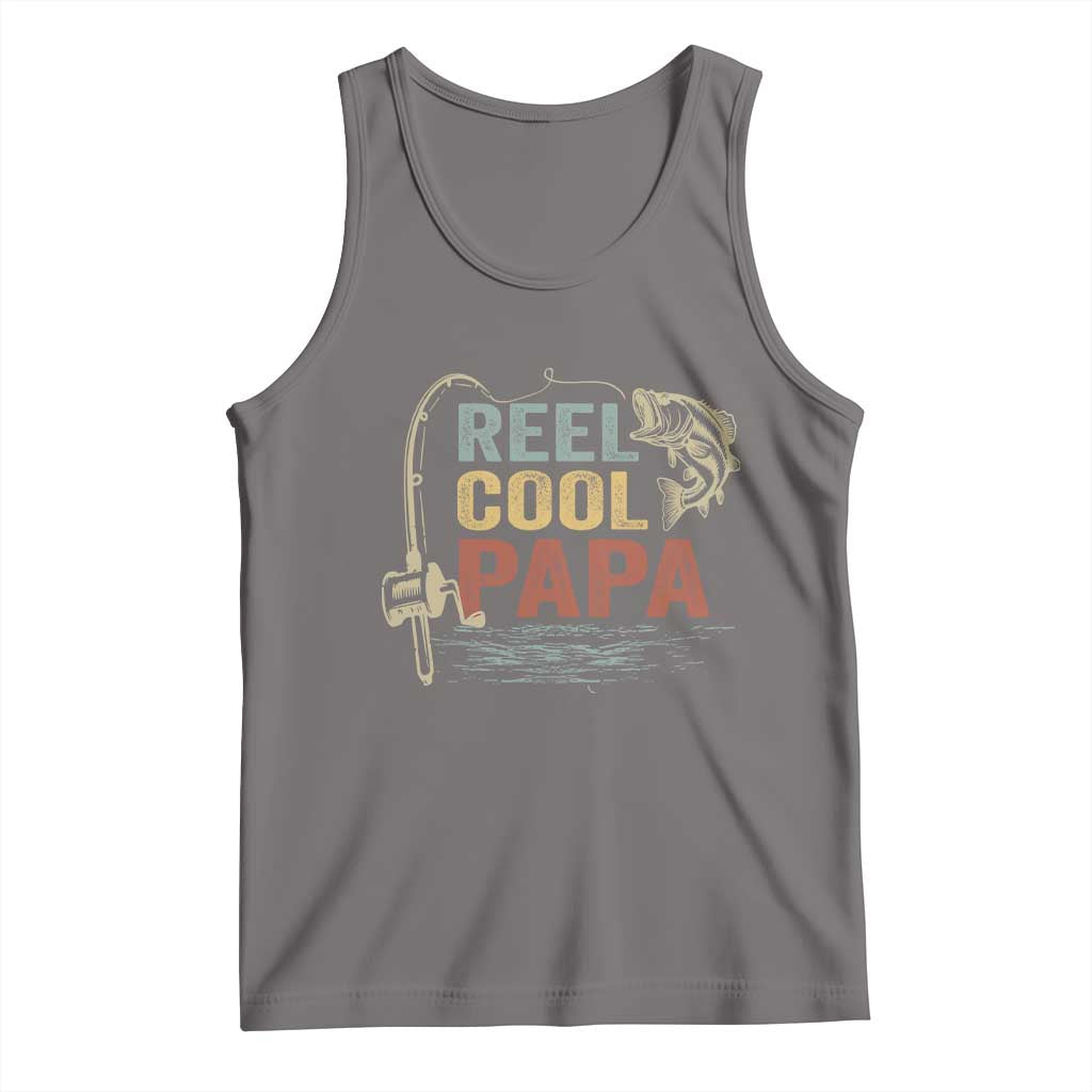 Funny Reel Cool Papa Tank Top Fishing Dad Fisherman Father's Day TS11 Deep Heather Print Your Wear
