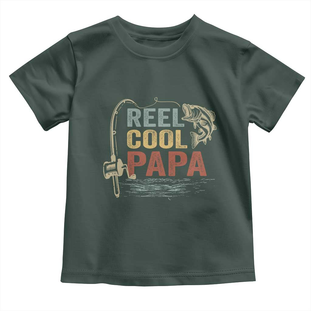 Funny Reel Cool Papa Toddler T Shirt Fishing Dad Fisherman Father's Day TS11 Dark Forest Green Print Your Wear