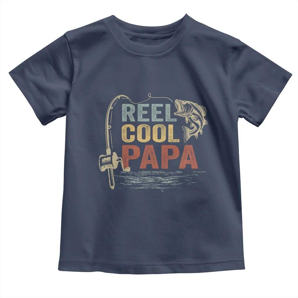 Funny Reel Cool Papa Toddler T Shirt Fishing Dad Fisherman Father's Day TS11 Navy Print Your Wear