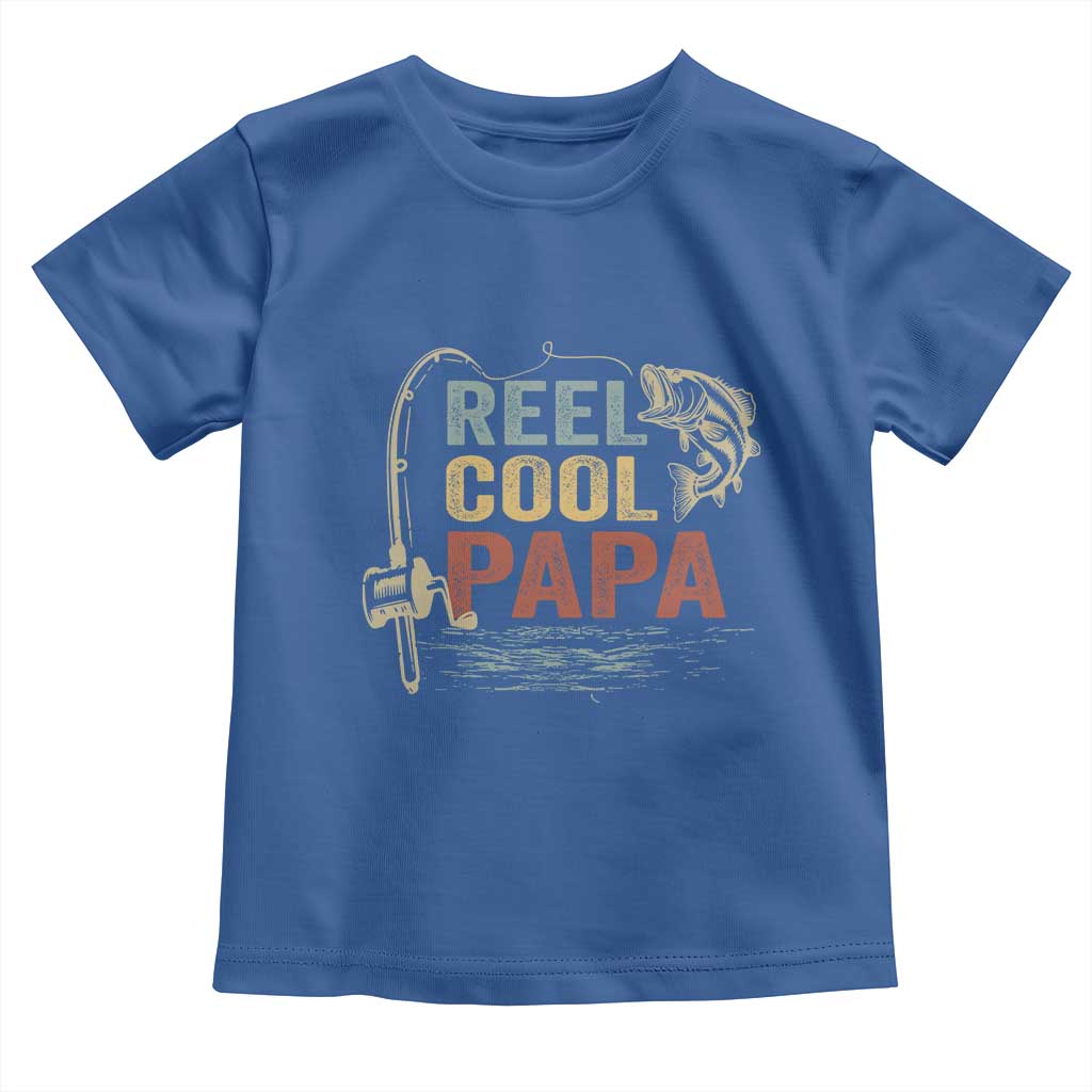 Funny Reel Cool Papa Toddler T Shirt Fishing Dad Fisherman Father's Day TS11 Royal Blue Print Your Wear