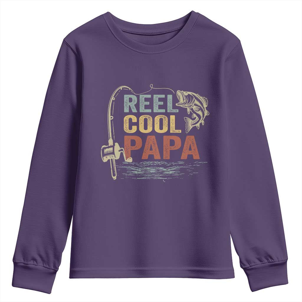 Funny Reel Cool Papa Youth Sweatshirt Fishing Dad Fisherman Father's Day TS11 Print Your Wear