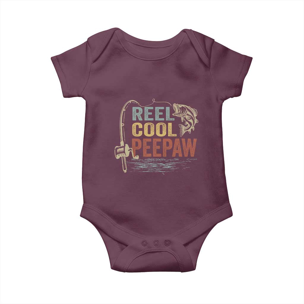 Funny Reel Cool Peepaw Baby Onesie Fishing Grandpa Fisherman Father's Day TS11 Maroon Print Your Wear