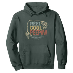 Funny Reel Cool Peepaw Hoodie Fishing Grandpa Fisherman Father's Day TS11 Dark Forest Green Print Your Wear
