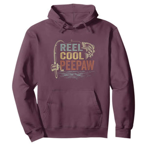 Funny Reel Cool Peepaw Hoodie Fishing Grandpa Fisherman Father's Day TS11 Maroon Print Your Wear