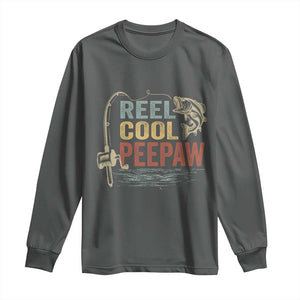 Funny Reel Cool Peepaw Long Sleeve Shirt Fishing Grandpa Fisherman Father's Day TS11 Dark Heather Print Your Wear