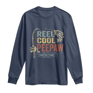 Funny Reel Cool Peepaw Long Sleeve Shirt Fishing Grandpa Fisherman Father's Day TS11 Navy Print Your Wear