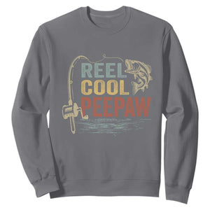 Funny Reel Cool Peepaw Sweatshirt Fishing Grandpa Fisherman Father's Day TS11 Charcoal Print Your Wear