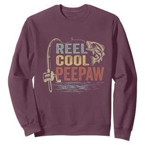Funny Reel Cool Peepaw Sweatshirt Fishing Grandpa Fisherman Father's Day TS11 Maroon Print Your Wear