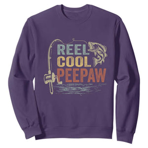 Funny Reel Cool Peepaw Sweatshirt Fishing Grandpa Fisherman Father's Day TS11 Purple Print Your Wear