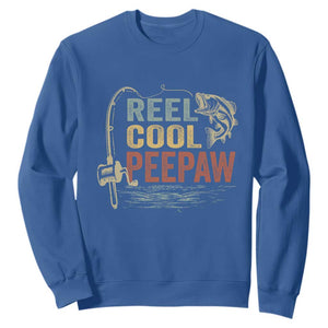 Funny Reel Cool Peepaw Sweatshirt Fishing Grandpa Fisherman Father's Day TS11 Royal Blue Print Your Wear