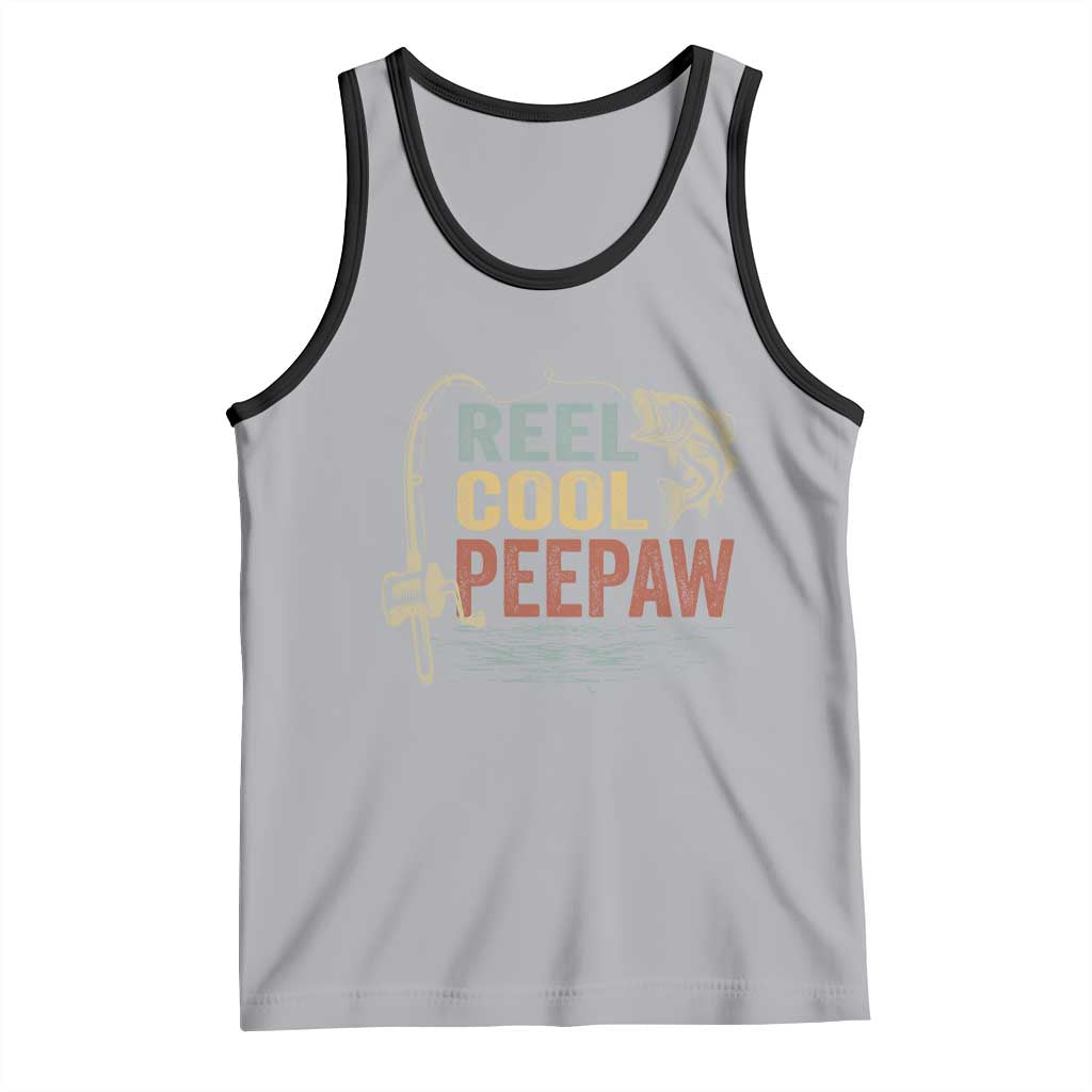 Funny Reel Cool Peepaw Tank Top Fishing Grandpa Fisherman Father's Day TS11 Athletic Heather Black Print Your Wear