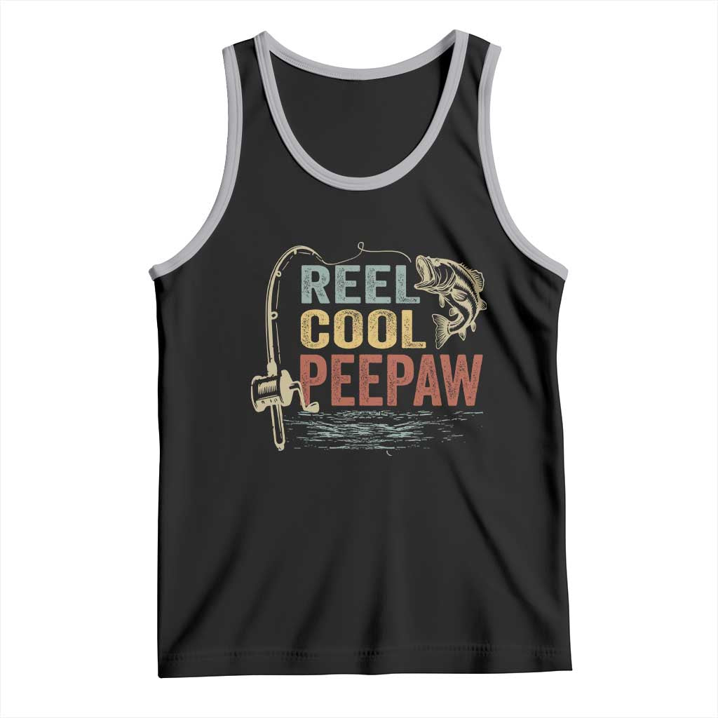 Funny Reel Cool Peepaw Tank Top Fishing Grandpa Fisherman Father's Day TS11 Black Athletic Heather Print Your Wear
