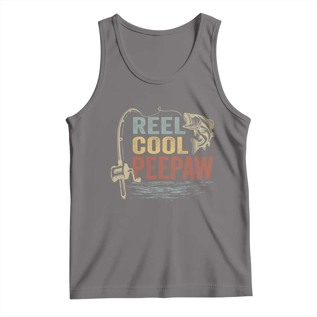 Funny Reel Cool Peepaw Tank Top Fishing Grandpa Fisherman Father's Day TS11 Deep Heather Print Your Wear