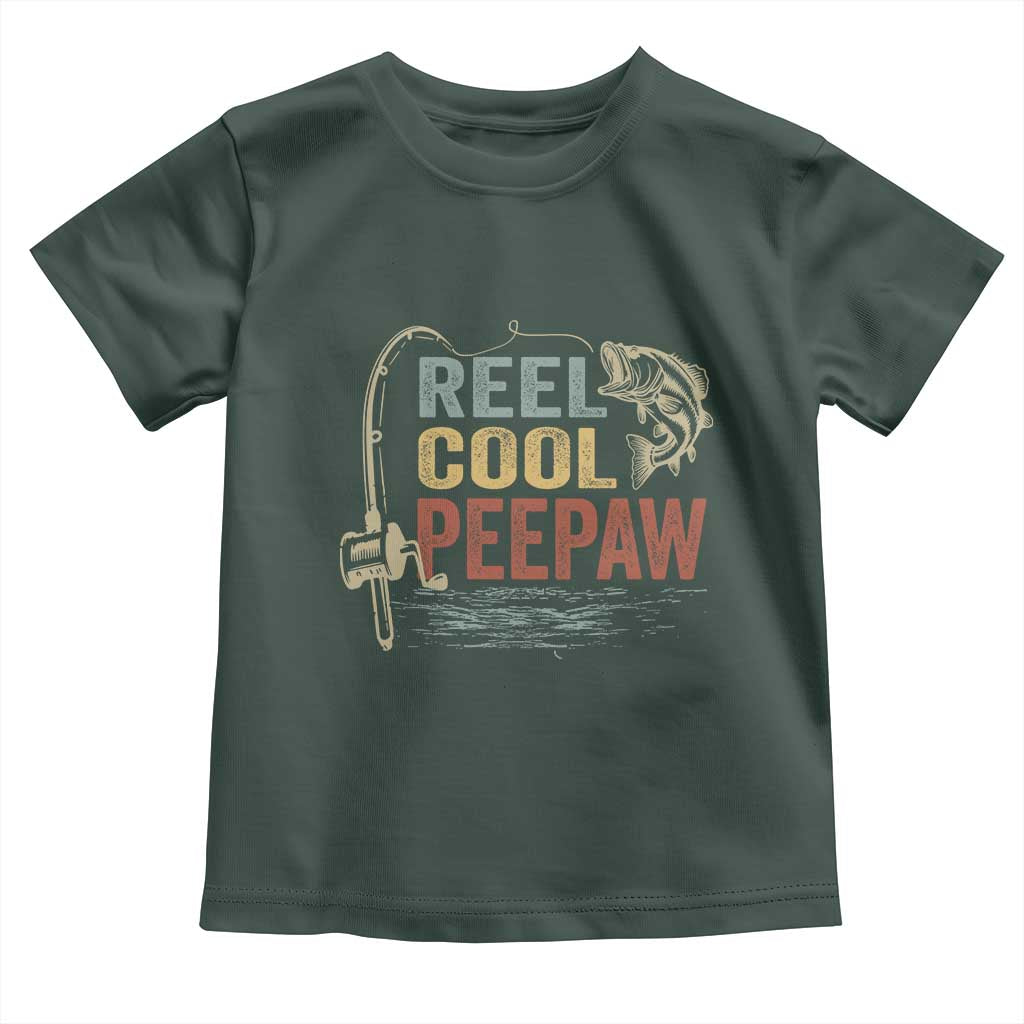 Funny Reel Cool Peepaw Toddler T Shirt Fishing Grandpa Fisherman Father's Day TS11 Dark Forest Green Print Your Wear
