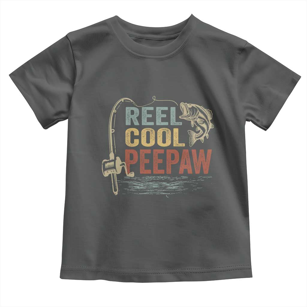 Funny Reel Cool Peepaw Toddler T Shirt Fishing Grandpa Fisherman Father's Day TS11 Dark Heather Print Your Wear