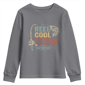 Funny Reel Cool Peepaw Youth Sweatshirt Fishing Grandpa Fisherman Father's Day TS11 Charcoal Print Your Wear