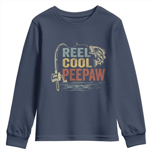 Funny Reel Cool Peepaw Youth Sweatshirt Fishing Grandpa Fisherman Father's Day TS11 Navy Print Your Wear