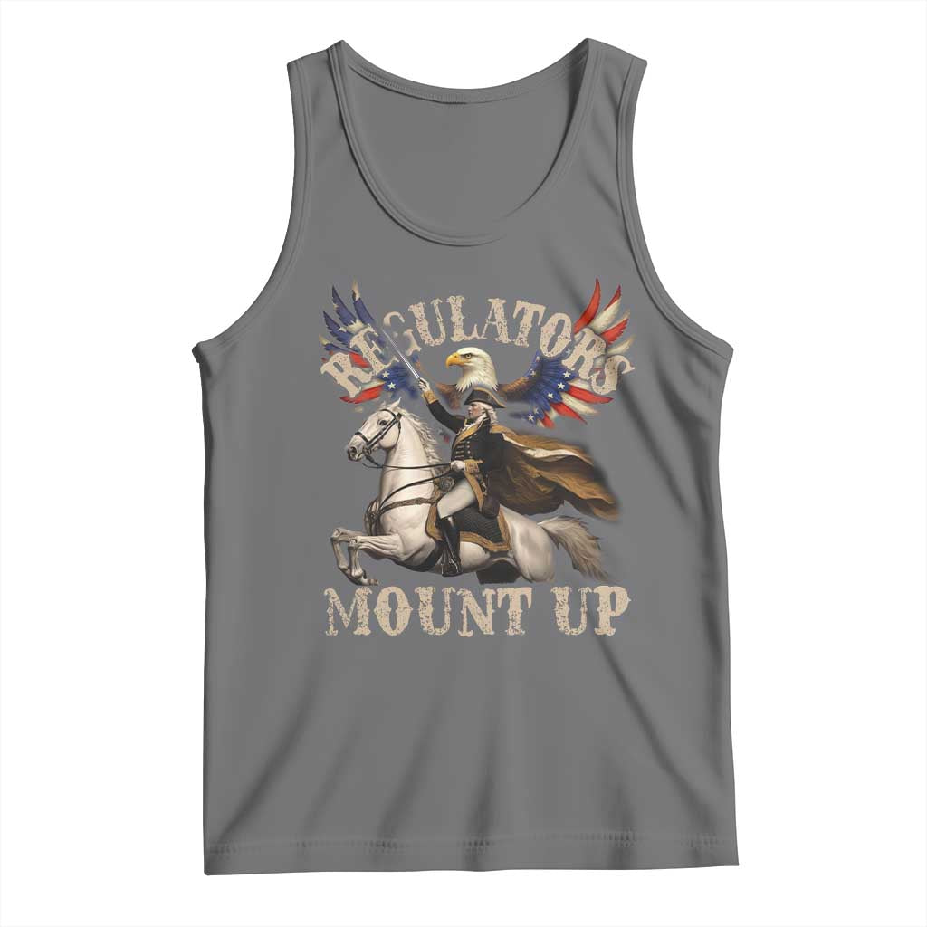 Funny Regulators Mount Up 4th Of July George Washington Tank Top American Flag Eagle TS11 Black Heather Print Your Wear