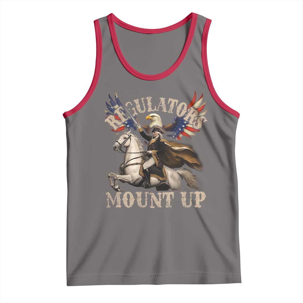 Funny Regulators Mount Up 4th Of July George Washington Tank Top American Flag Eagle TS11 Deep Heather Red Print Your Wear