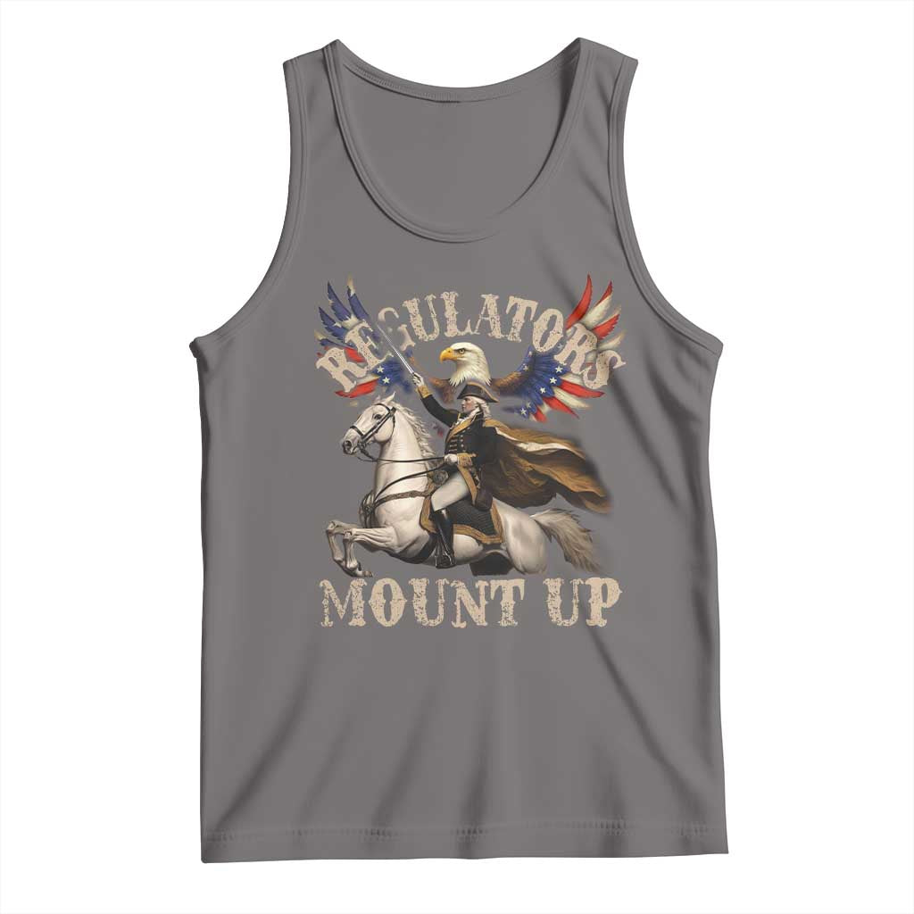 Funny Regulators Mount Up 4th Of July George Washington Tank Top American Flag Eagle TS11 Deep Heather Print Your Wear