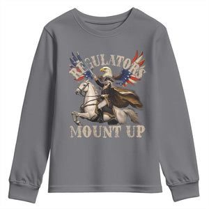 Funny Regulators Mount Up 4th Of July George Washington Youth Sweatshirt American Flag Eagle TS11 Charcoal Print Your Wear