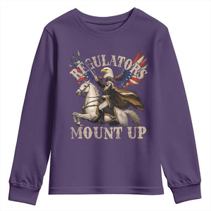Funny Regulators Mount Up 4th Of July George Washington Youth Sweatshirt American Flag Eagle TS11 Purple Print Your Wear