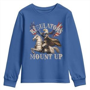 Funny Regulators Mount Up 4th Of July George Washington Youth Sweatshirt American Flag Eagle TS11 Royal Blue Print Your Wear