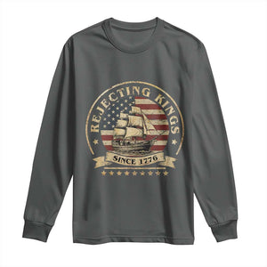 Funny Rejecting Kings Since 1773 Long Sleeve Shirt Vintage Patriotic USA TS11 Dark Heather Print Your Wear