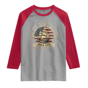 Funny Rejecting Kings Since 1773 Raglan Shirt Vintage Patriotic USA TS11 Sport Gray Red Print Your Wear